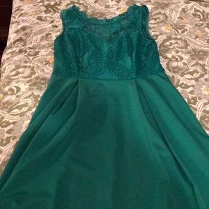 Emerald green dress.